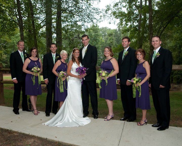 couple with wedding party